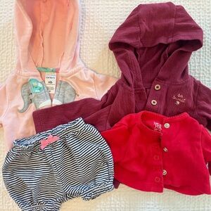 Carter’s & Just One You Newborn Hoodies + Shorts – 4 pc Set